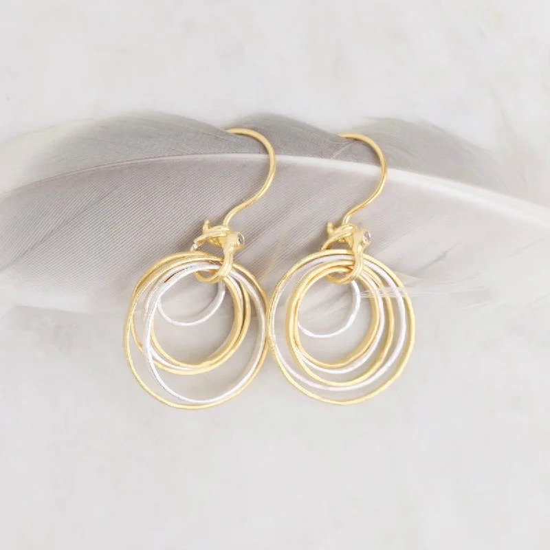 Gold and Silver Hammered Earrings