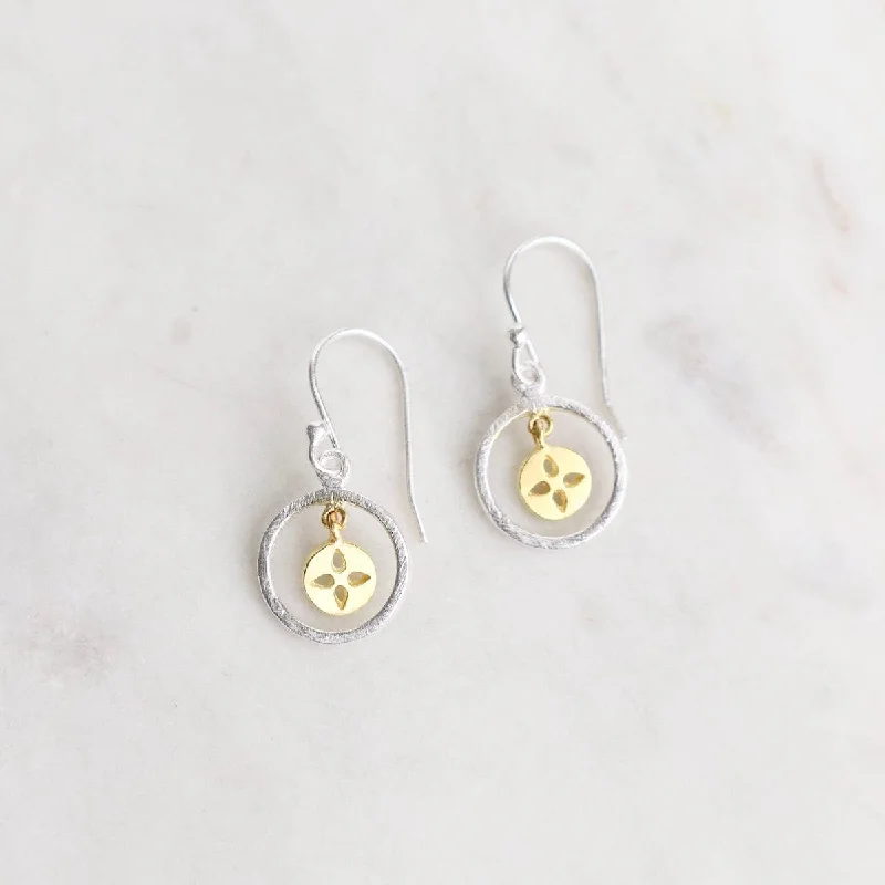 Silver Ring with Gold Flower Earrings