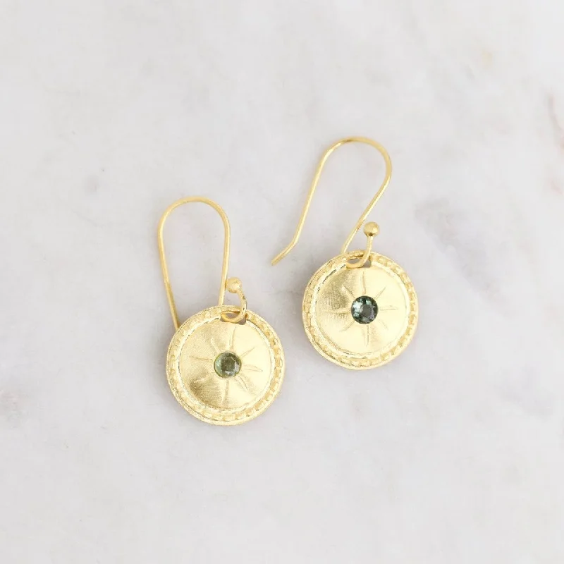 Green Tourmaline Round Earrings