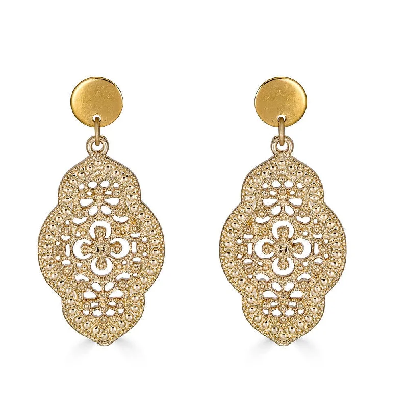 Oval Gold Lace Earrings