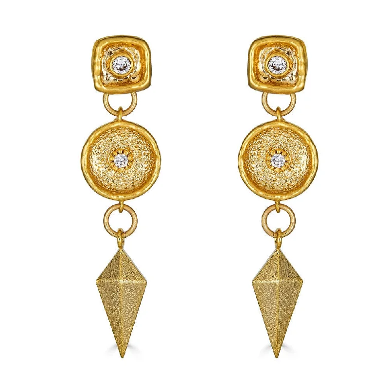 Matte Gold Shield Dangle Earrings