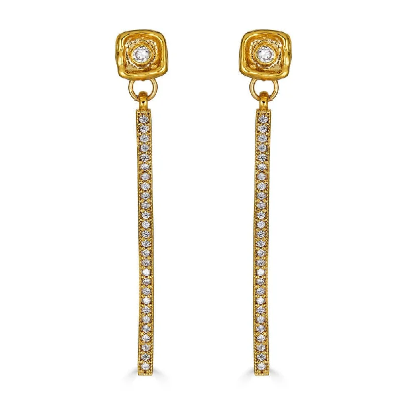 Gold Crystal Bar Earrings