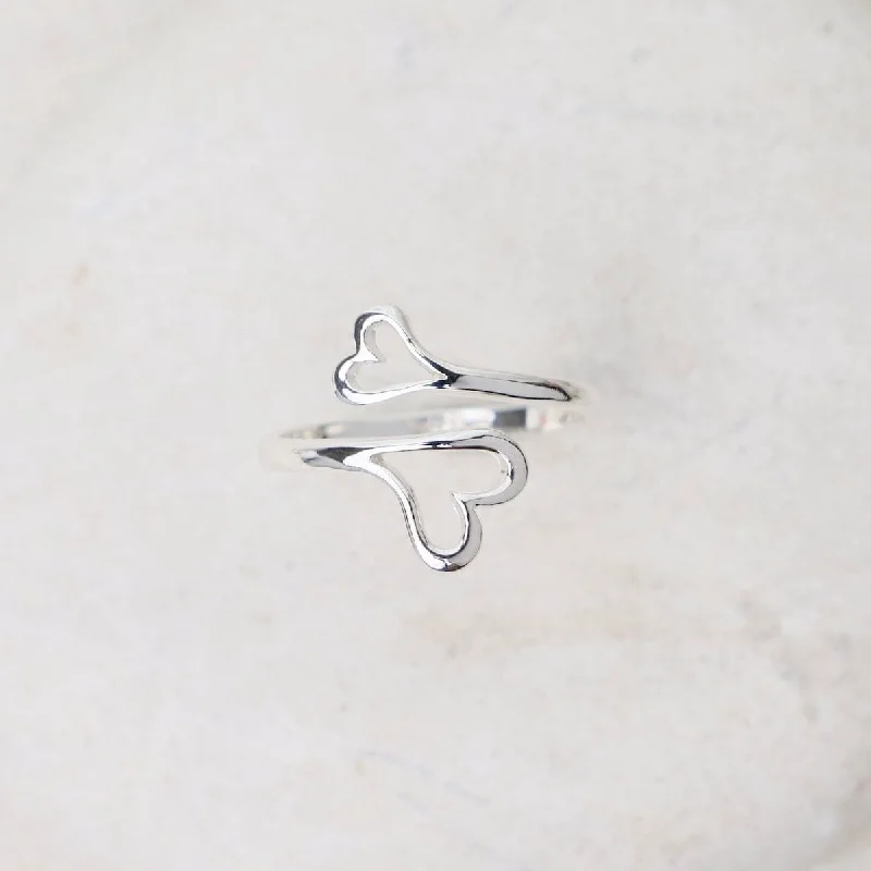 Double Heart Adjustable Ring