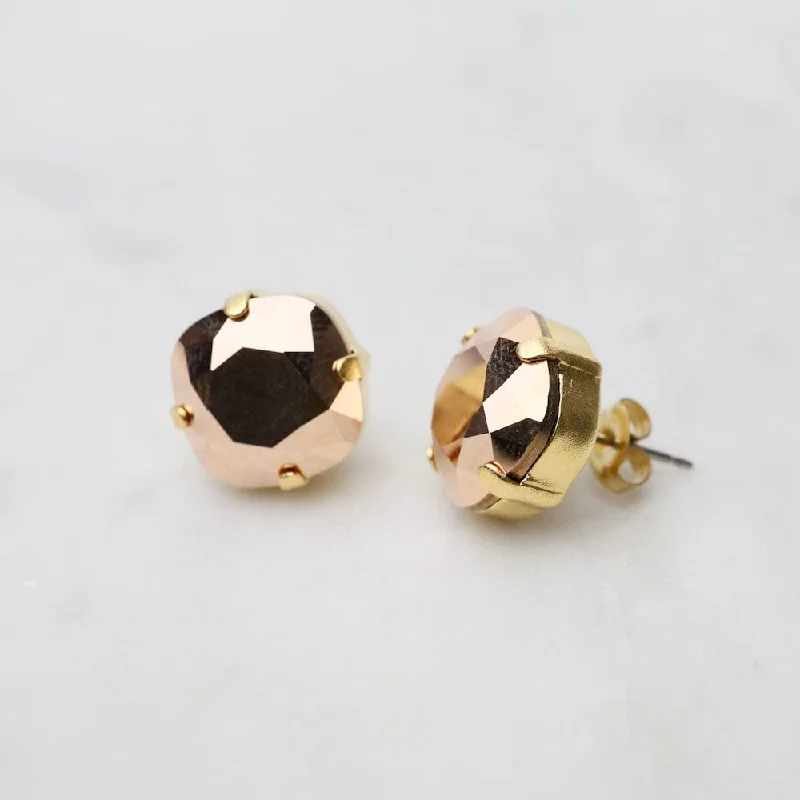 Large Rose Gold Post Earrings- Gold Plate