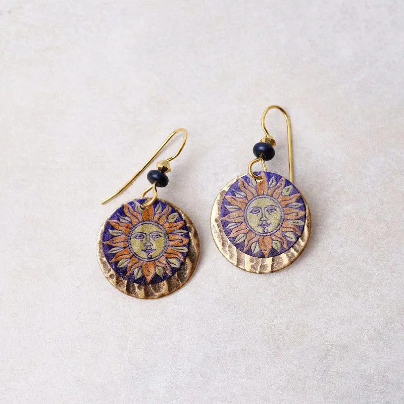 Sun on Bronze Back with Swarovski Crystals Earrings