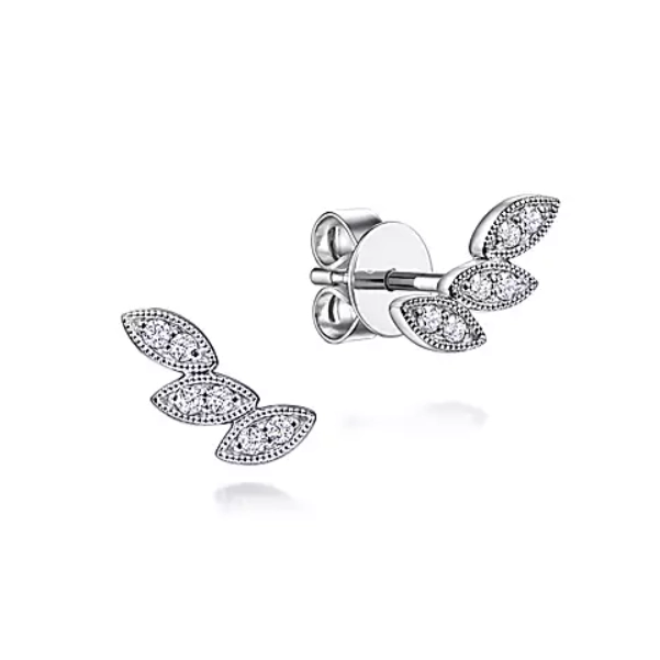 14K White Gold Marquise Design Diamond Climber Earrings