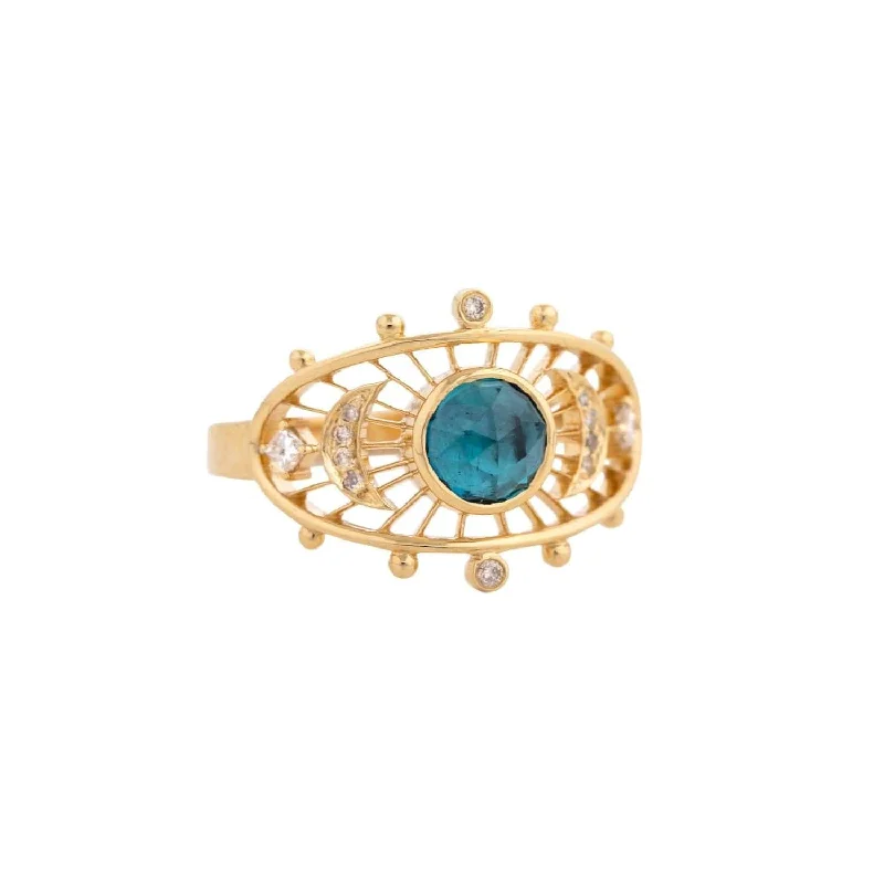 One of a Kind Blue Green Tourmaline Dream Maker Eye Ring