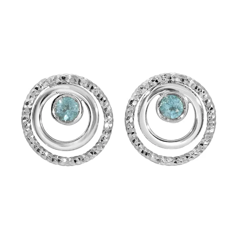 Sterling Silver Blue Topaz Operato Earrings