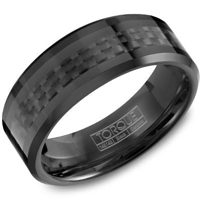 8mm Black Ceramic Band with Black Carbon Fiber Inlay