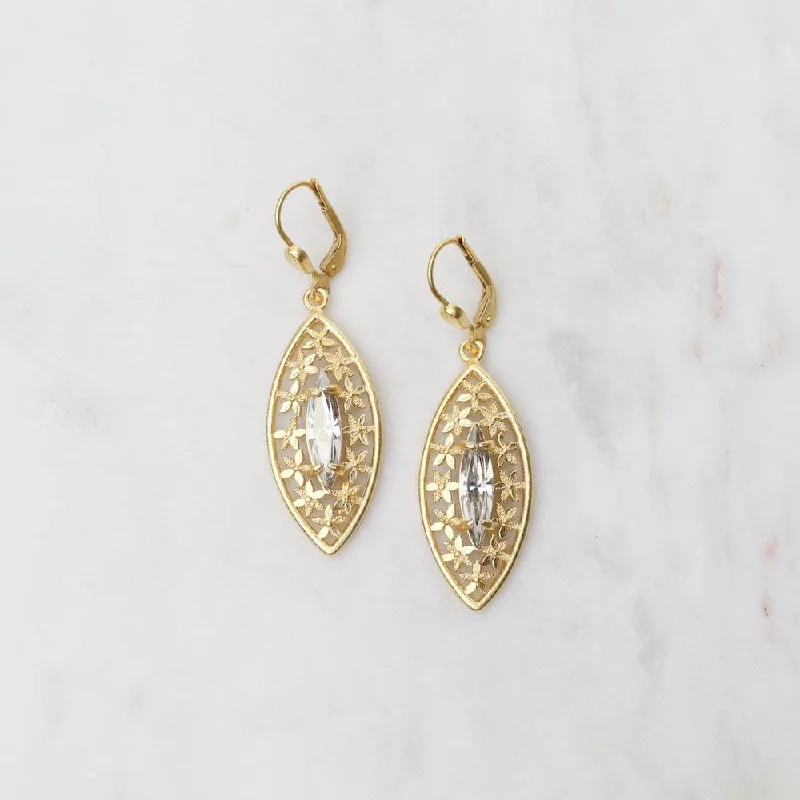 Marquise Shade Crystal Earrings- Gold Plate