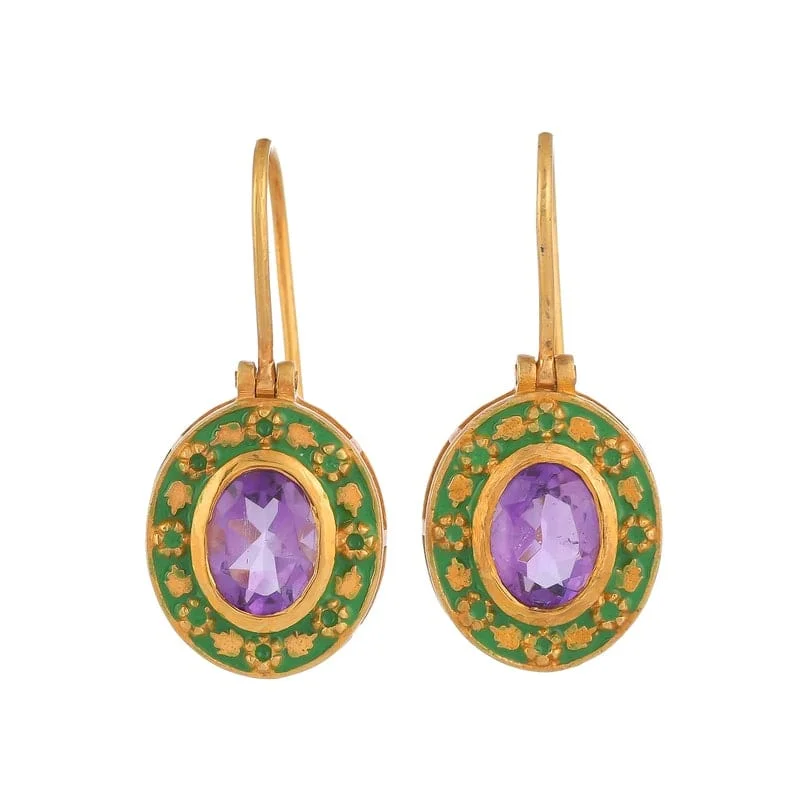 "Dreamland" Enameled Amethyst Earrings