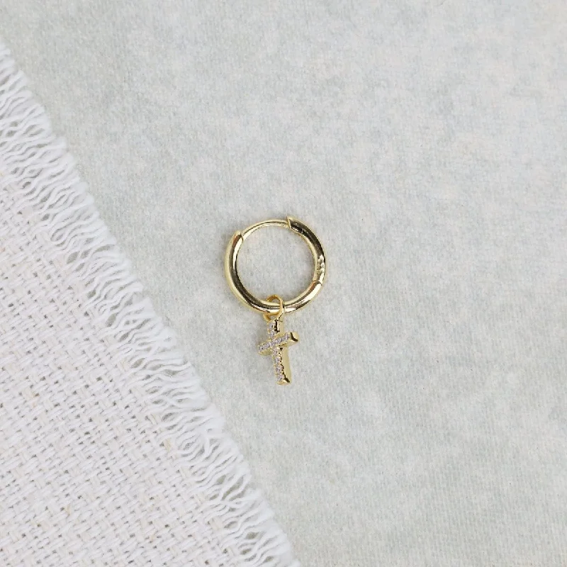 The Cross Single Hoop Earring