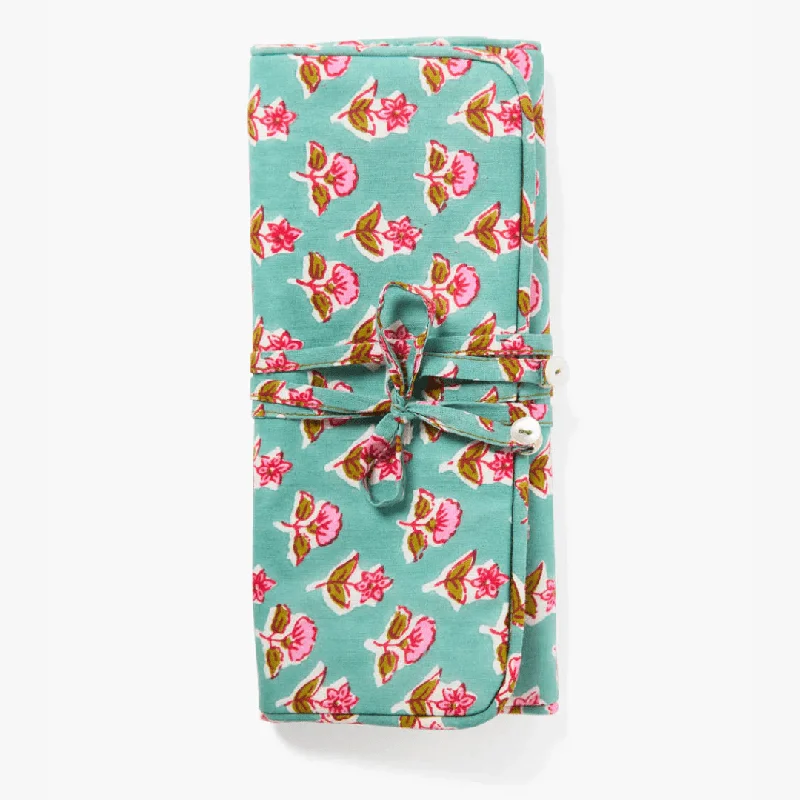 Jewelry Roll Up Case in Turquoise