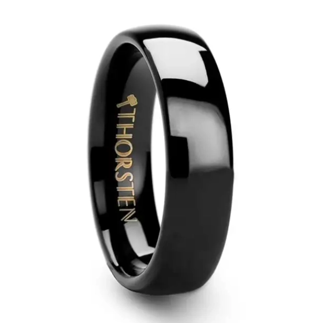 Domed Black Tungsten Carbide 6mm Band