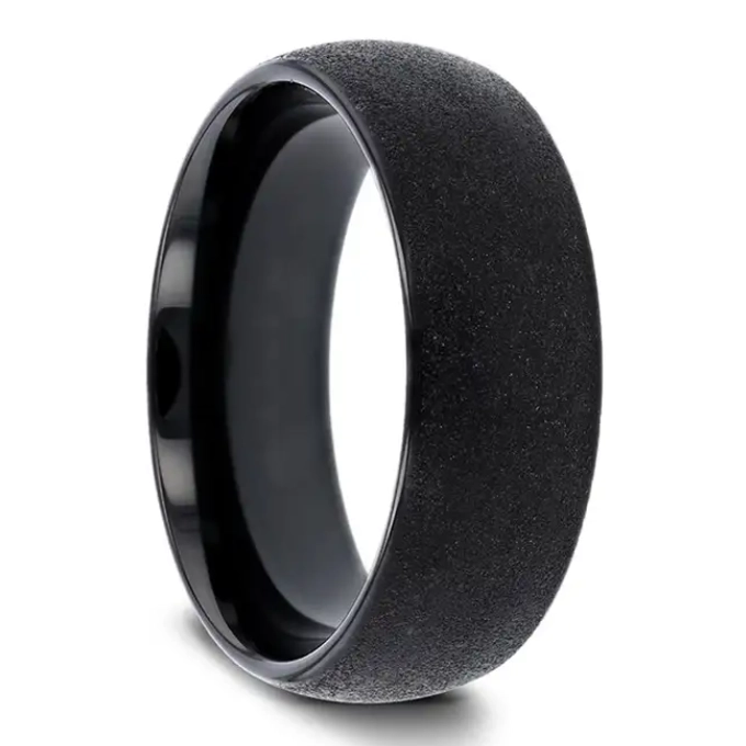 Domed Black Tungsten Carbide 6mm Band with Sandblasted Finish