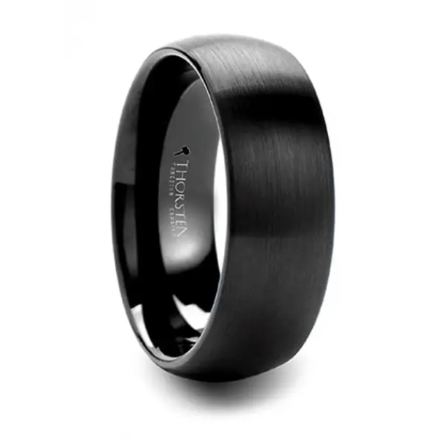 Domed Brushed Black Tungsten 6mm Band