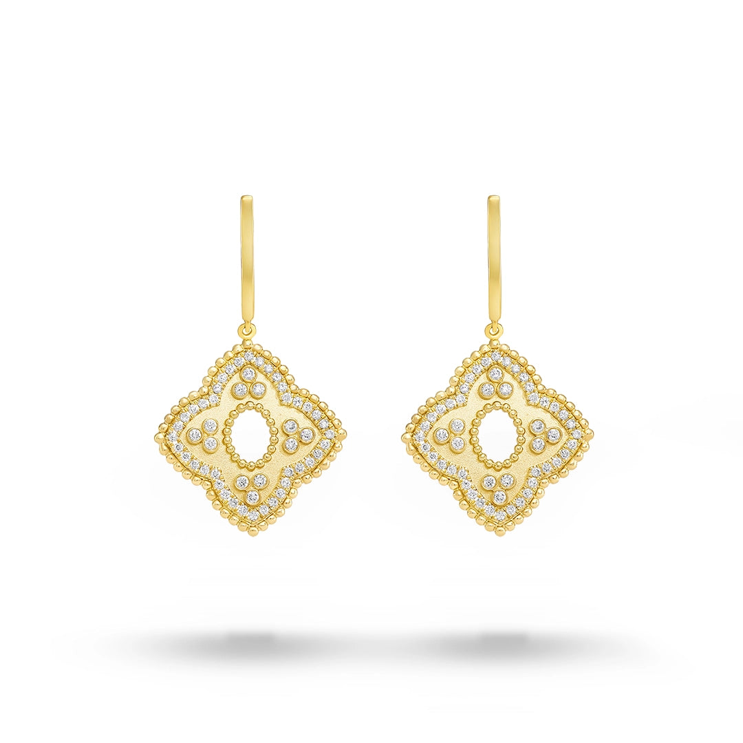 Doves 18K Yellow Gold Diamond Earrings