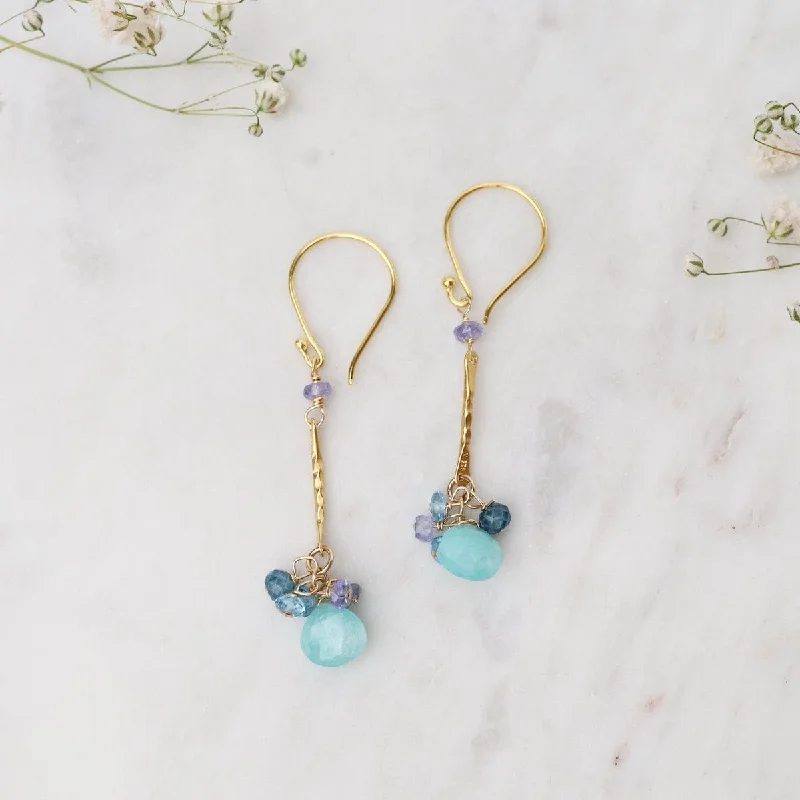 Gold Amazonite Bar Link Earrings