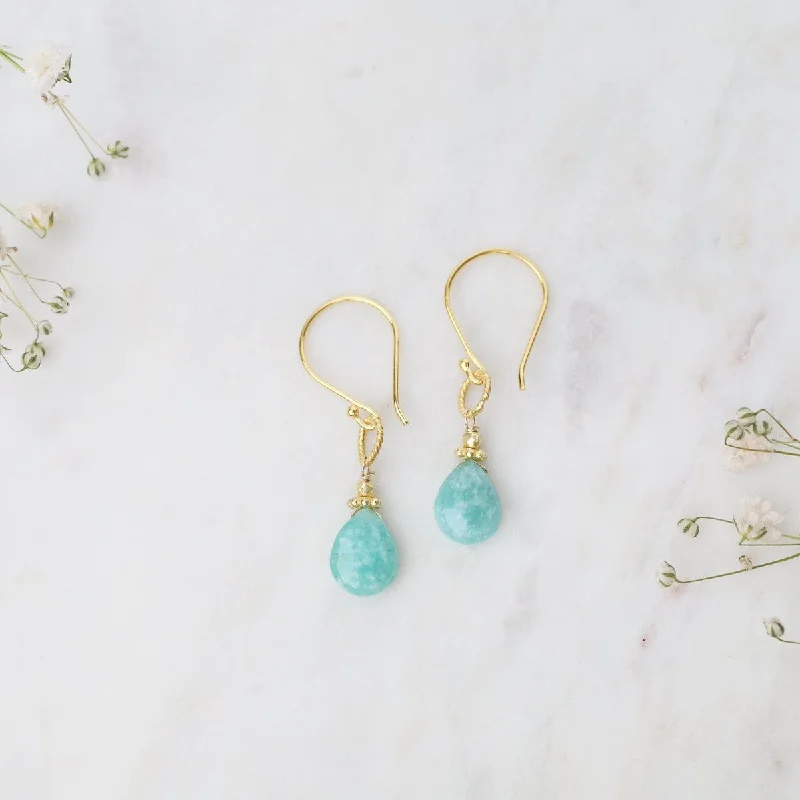 Amazonite Gold Rope Link Earrings