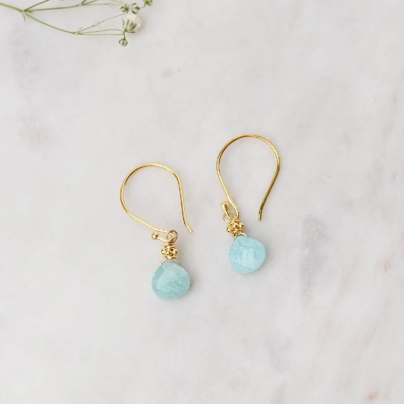 Tiny Gold Fill Amazonite Earrings