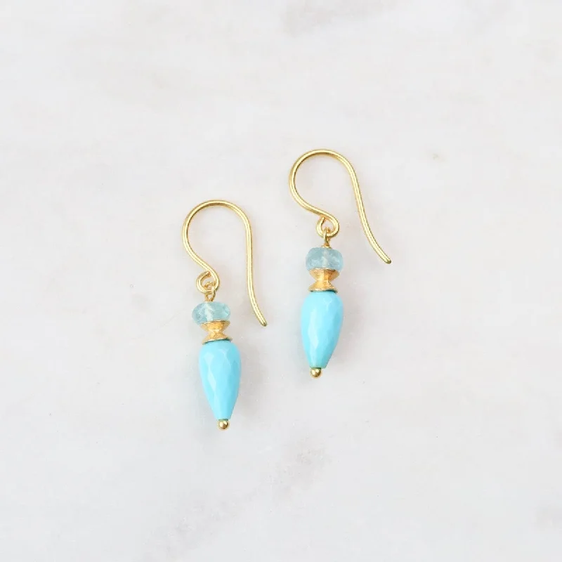 Faceted Apatite & Turquoise Earrings