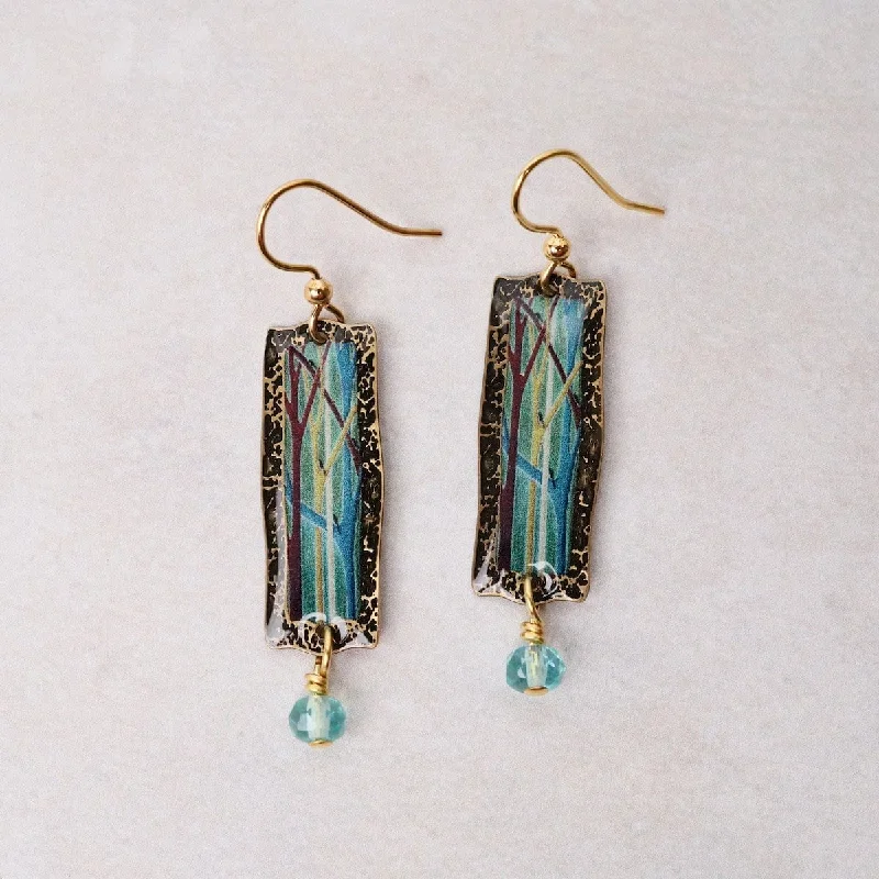 Multi Color Trees in Blues & Greens Earrings