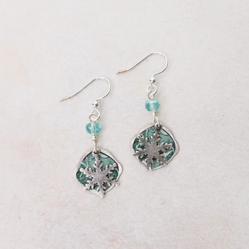 Winter in Frosty Blue & Snowflake Earrings