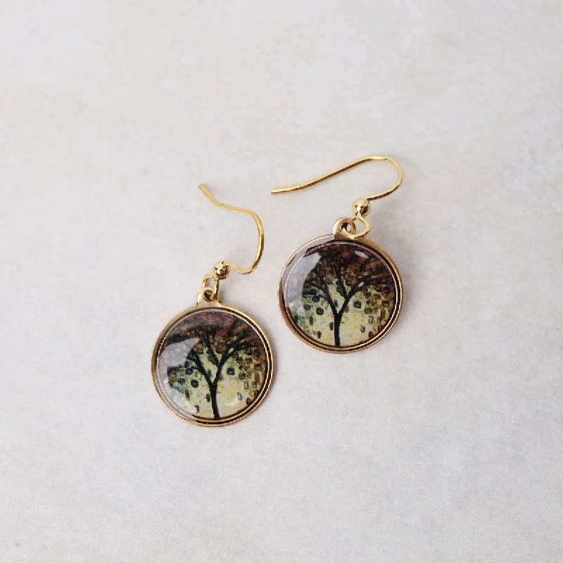 Small Golden Tree Earrings