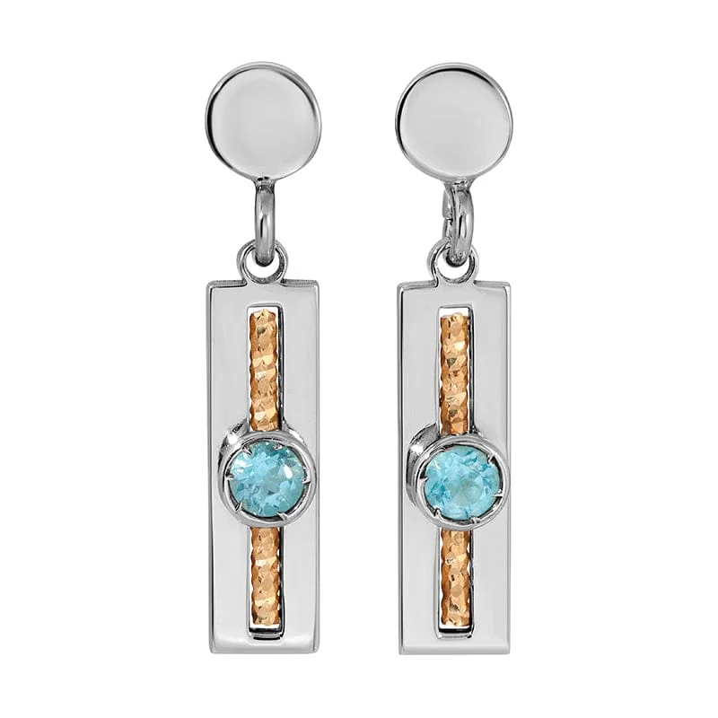 Sterling Silver & Gold Plated Blue Topaz Soprano Earrings