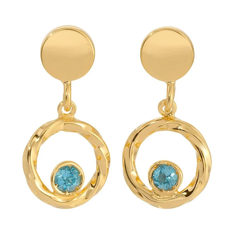 Gold Plated Blue Topaz Dynamics Earrings