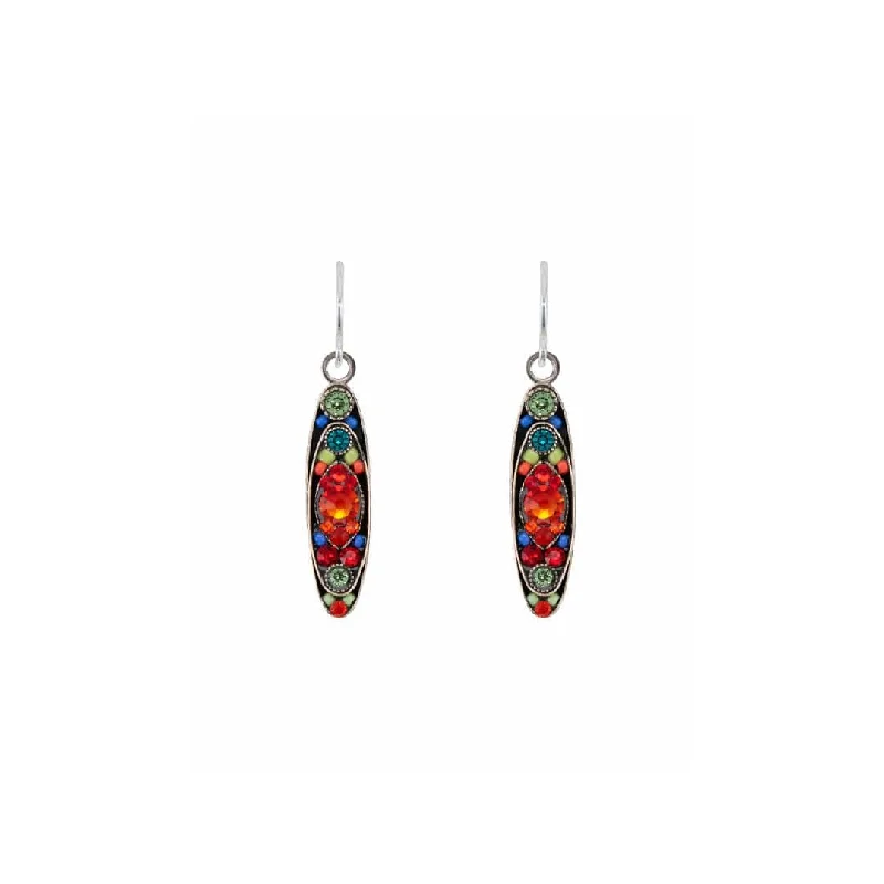 Multicolor Sparkle Long Oval Earrings