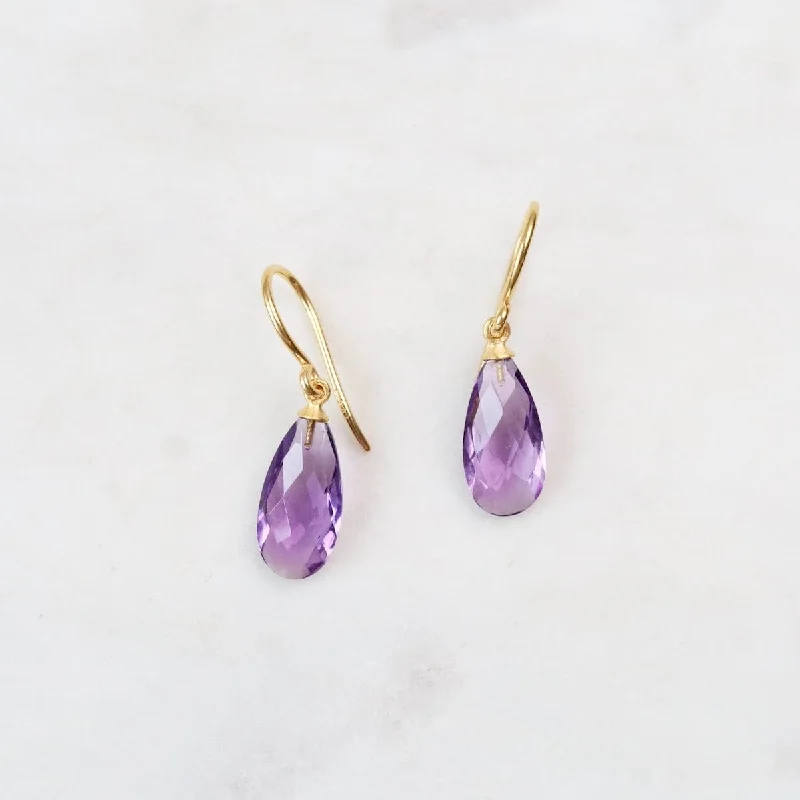 Wire Faceted Amethyst Earrings