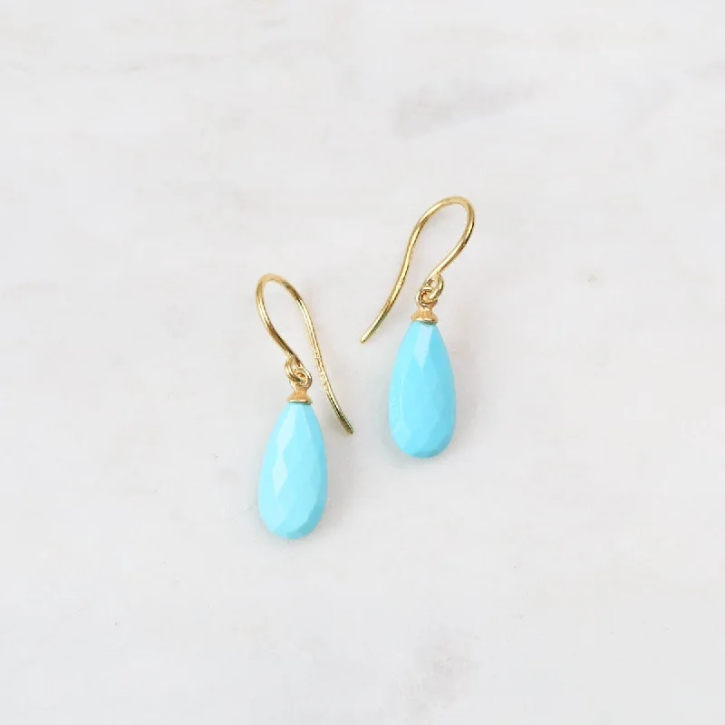 Wire Faceted Turquoise Earrings