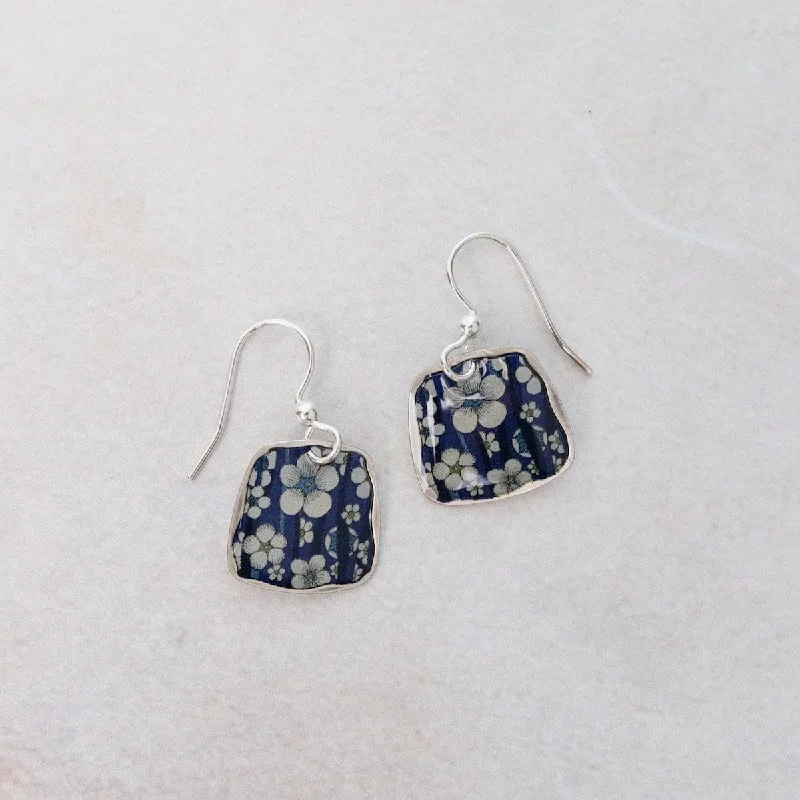 Blue & White Flower Earrings