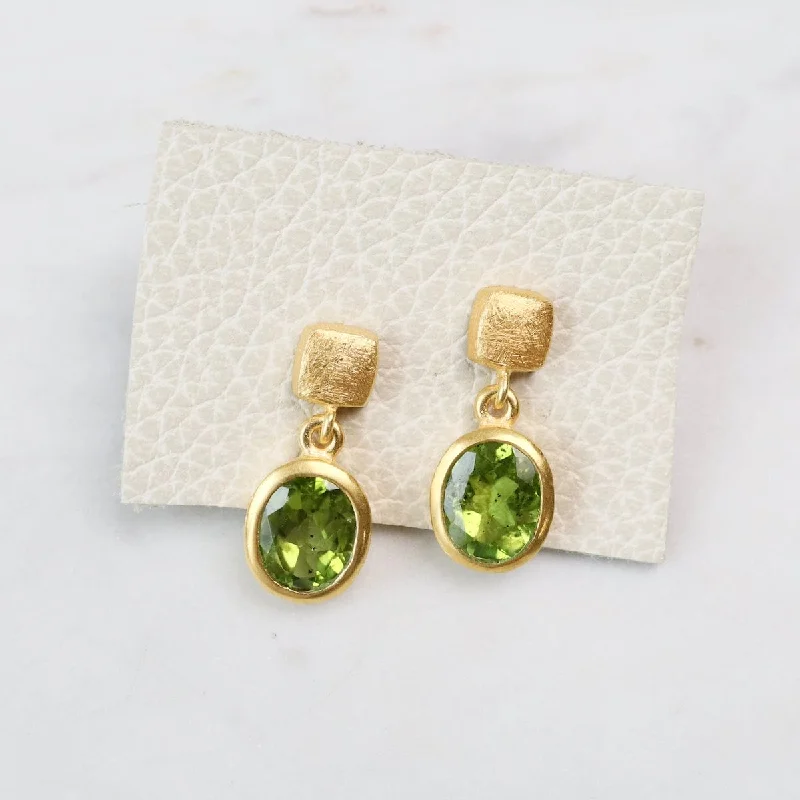 Oval Peridot Post Earrings