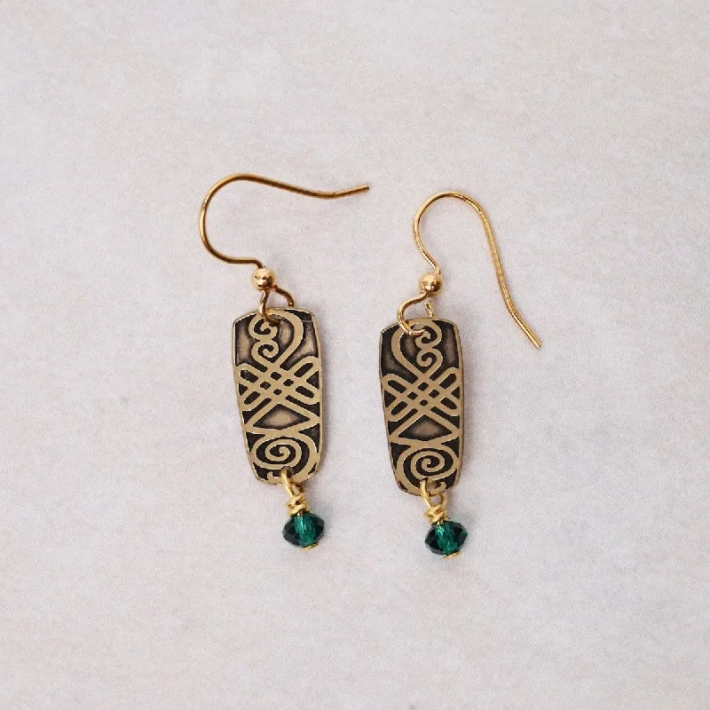 Green Journey Brass Celtic Knot Earrings