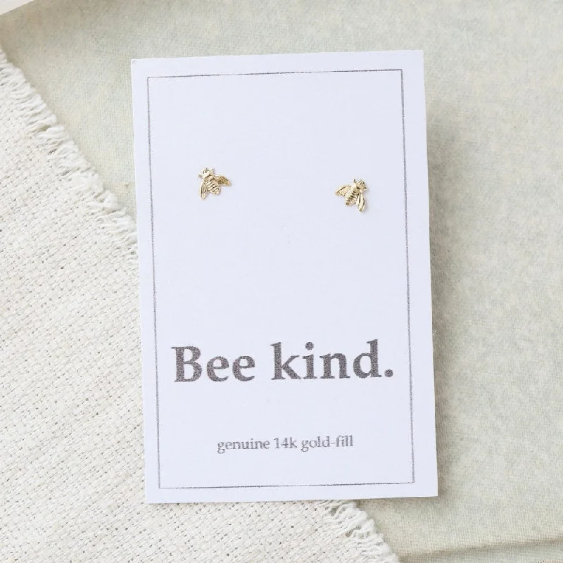 Gold Filled Bee Post Earrings - "Bee Kind"