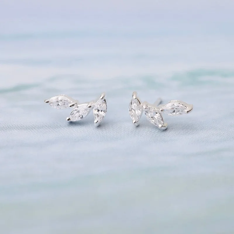 Sterling Silver CZ Marquise Climber Earrings