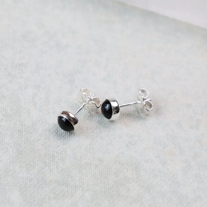 Onyx Cabochon Post Earrings