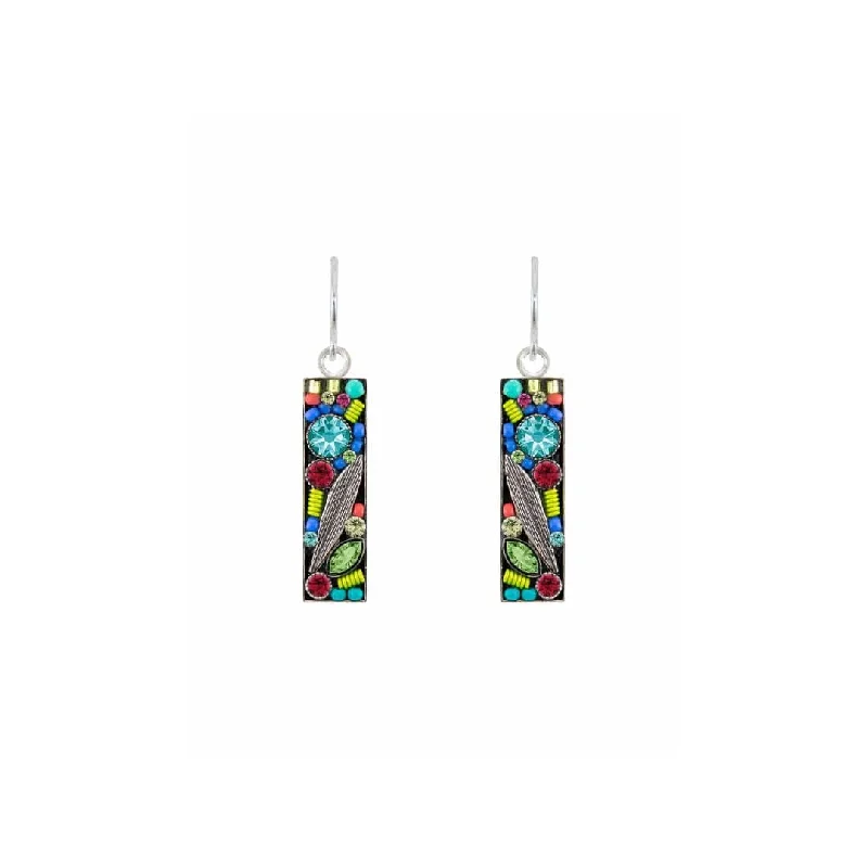 Multicolor Botanical Rectangle Earrings