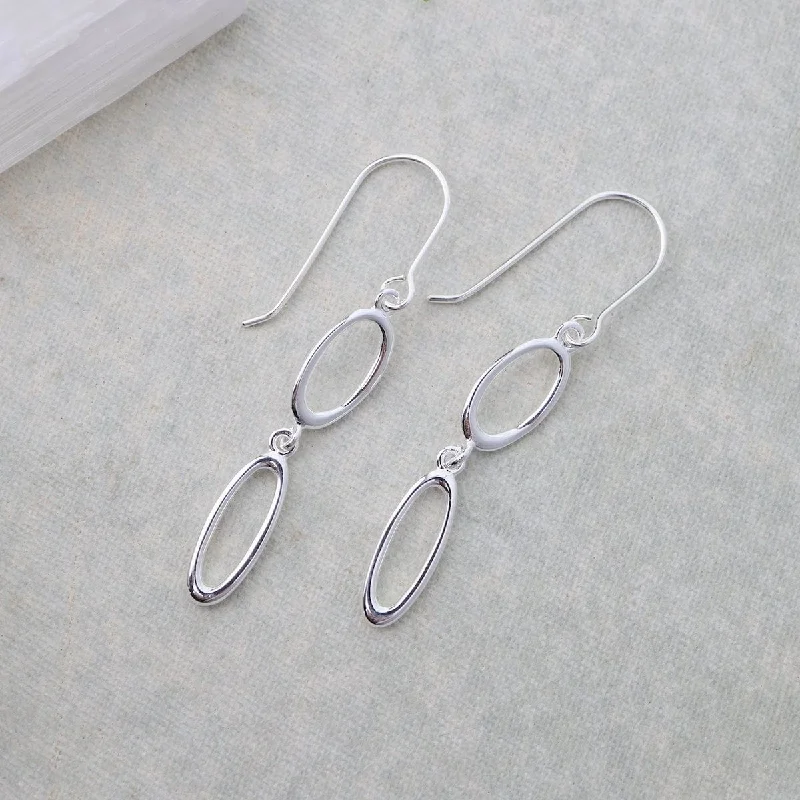 Polished Sterling Silver Two Organic Shapes Earrings