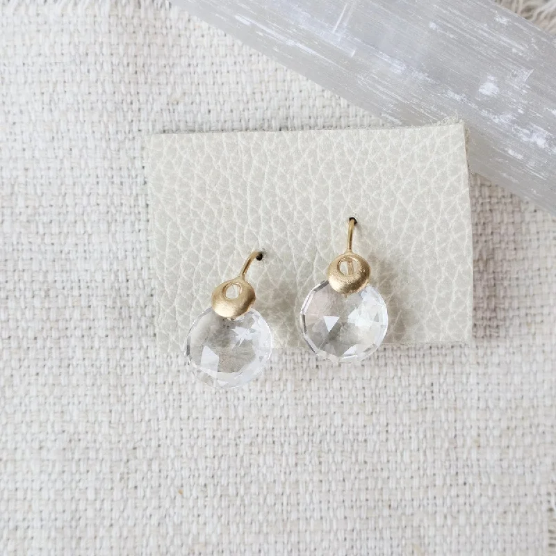 Round Clear Quartz with Single Bubble Earrings