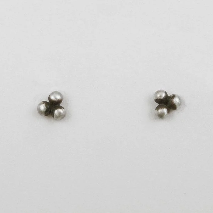 Granulated Three Ball Cluster Post Earrings - Sterling Silver