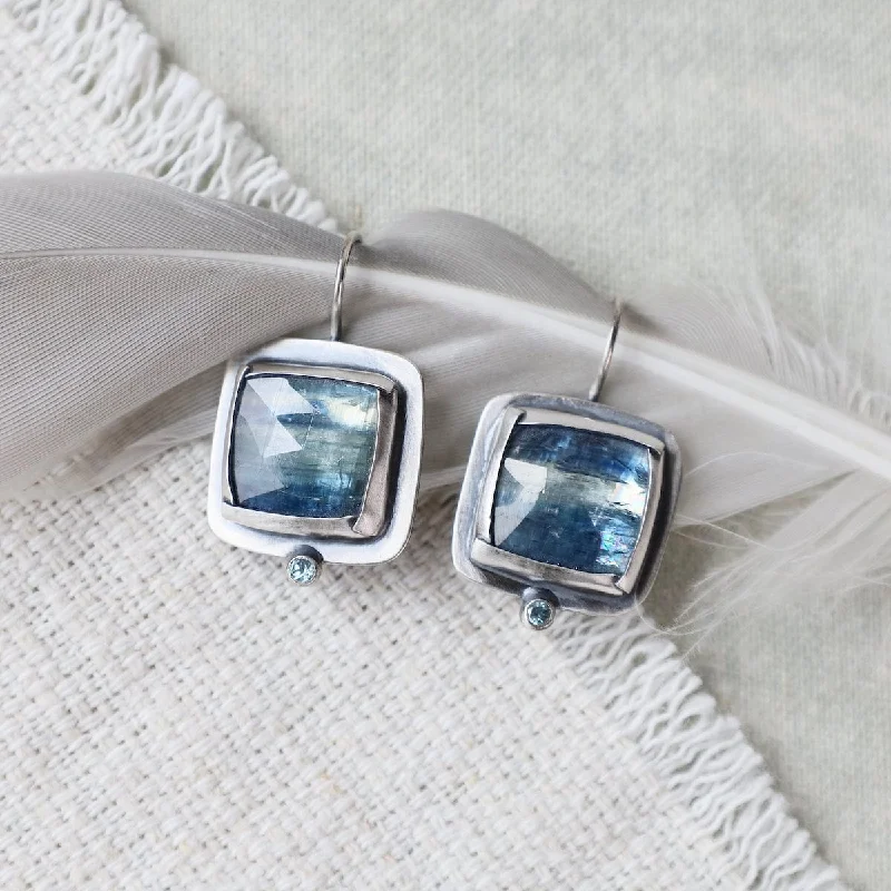 Bi-colored Kyanite Square Fold Earrings