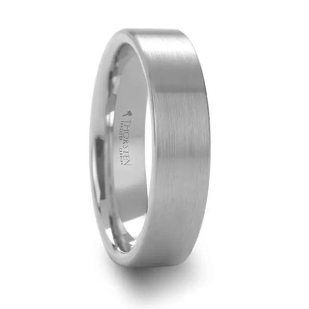 Flat Brushed White Tungsten 6mm Band