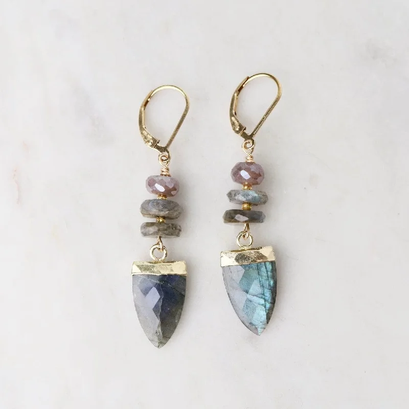 Labradorite Shield Earrings