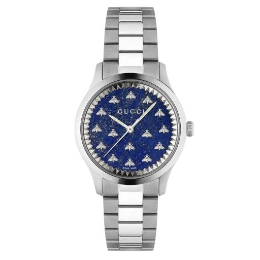 Gucci G-Timeless Steel Lapis Bee Motif Dial 32mm