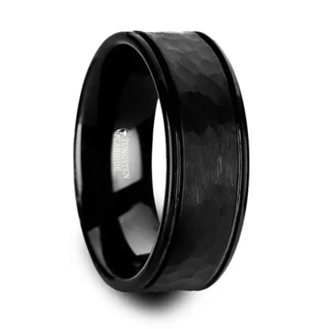 Hammered Black Tungsten 8mm Band