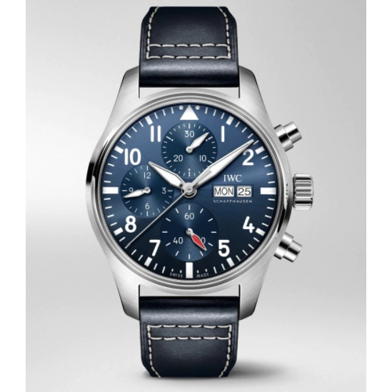 IWC Pilot's Watch Chronograph 41 Blue Dial and Calfskin Strap Day-Date Automatic