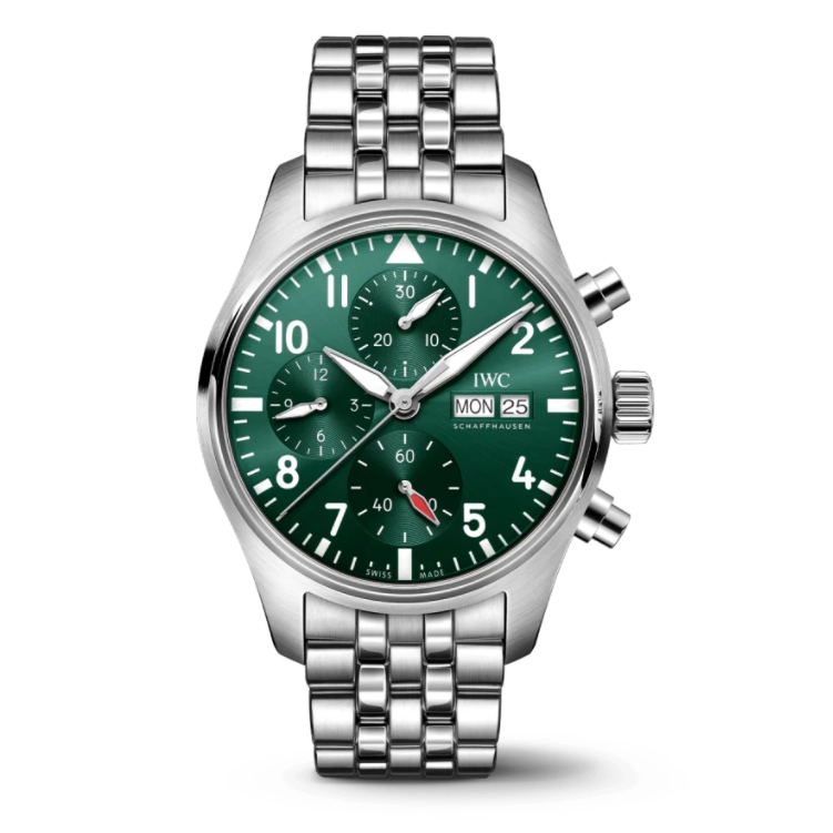 IWC Pilot's Watch Chronograph 41 Green Dial Stainless Steel Day-Date Automatic